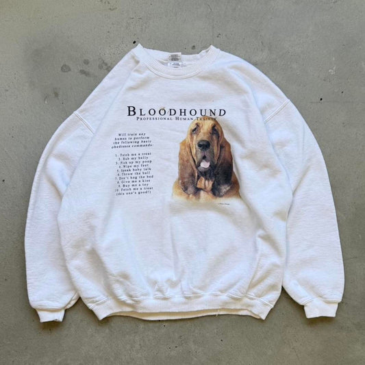 Vintage Bloodhound Dog Animal Crewneck - Large