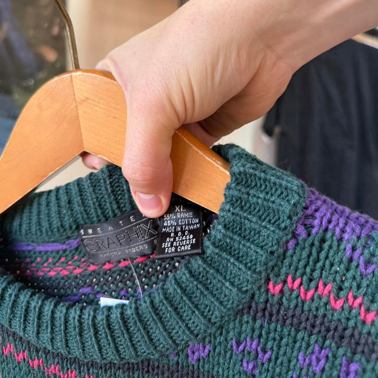 Vintage 90s Patterned Knit Sweater - X-Large