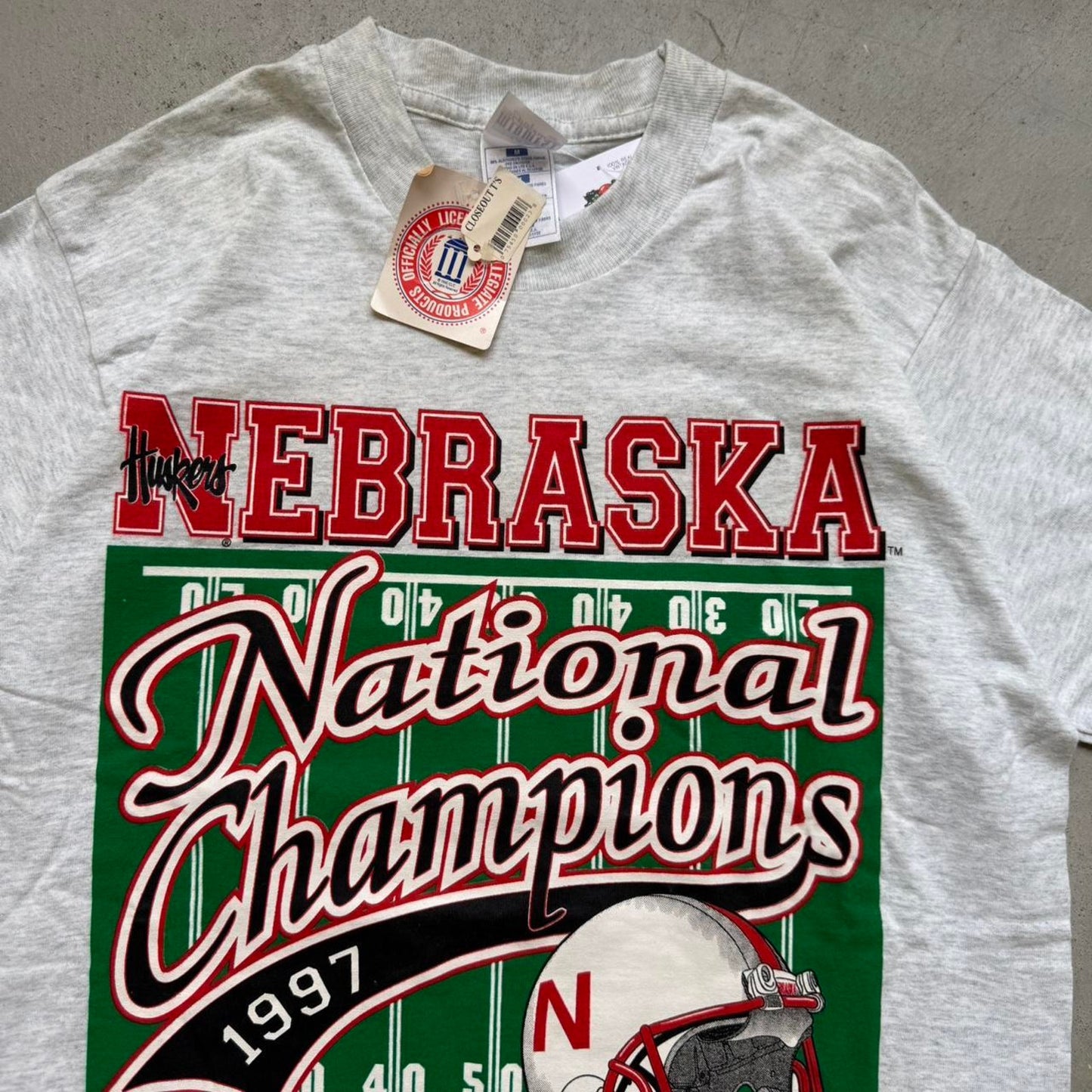 Vintage 1997 Nebraska National Champions Helmet Field T-Shirt - Medium