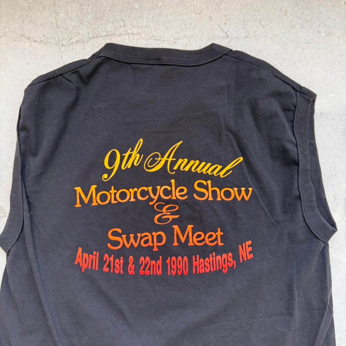 Vintage 1990 Nebraska Largest Motorcycle Show Biker Cutoff - X-Large