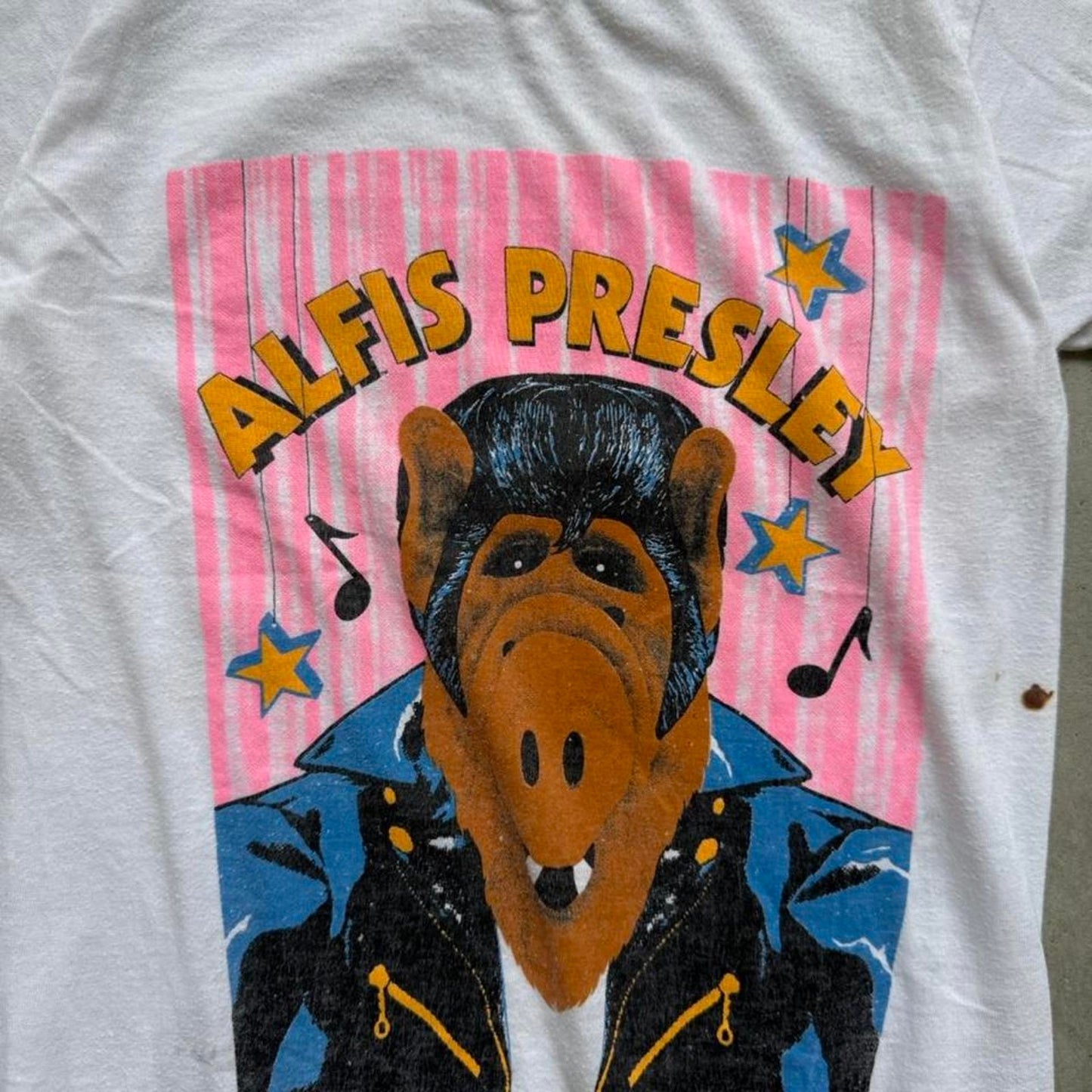 Vintage 80s Alfis Presley Parody T-Shirt - Kids 8-10
