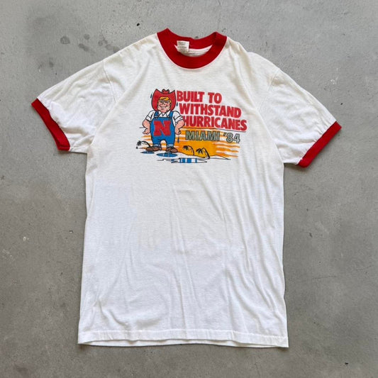Vintage 1984 Nebraska Huskers Built to Withstand Hurricanes T-Shirt - X-Large