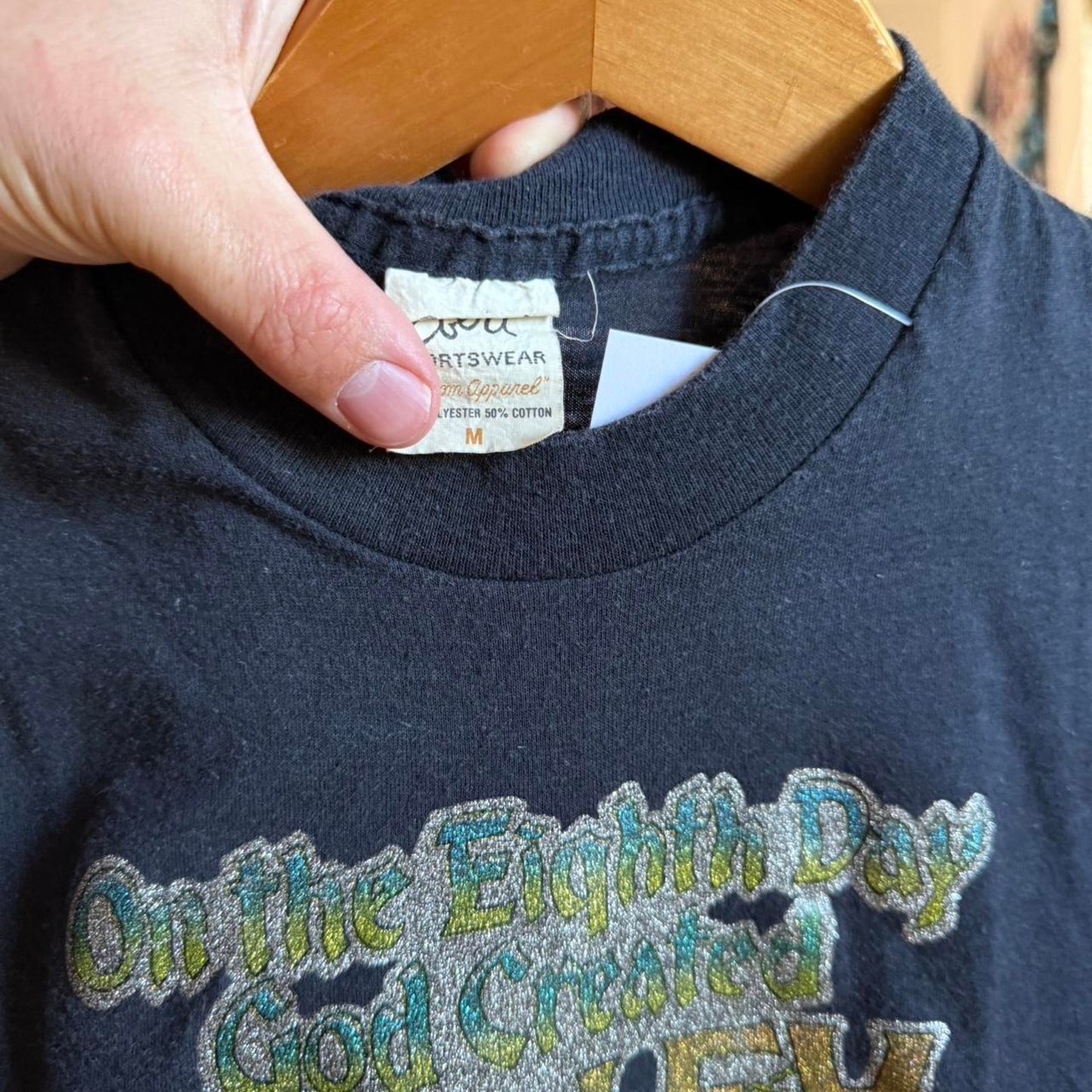 Vintage 1970s Harley Davidson Motorcycles Glitter Print Iron On T-Shirt