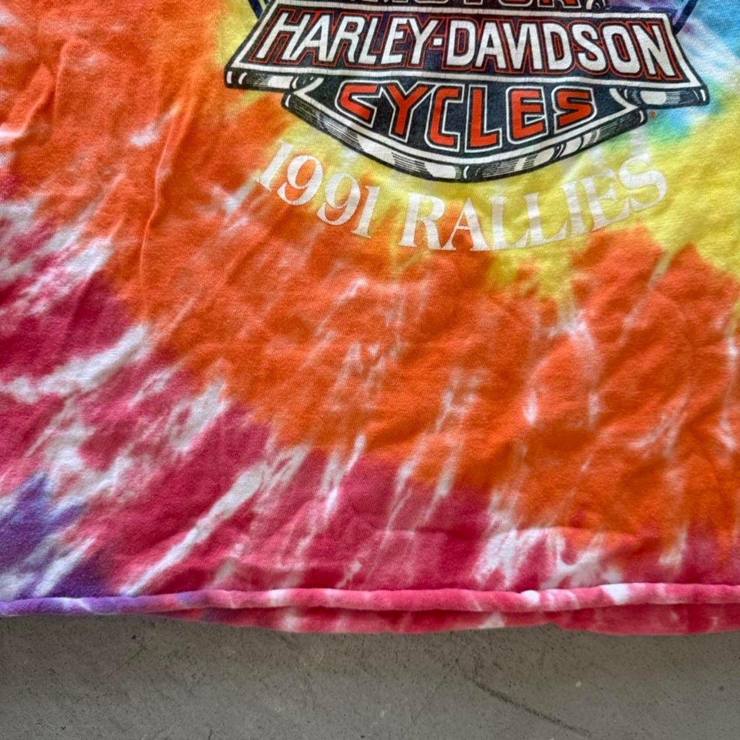 Vintage 90s Harley Davidson Motorcycles Tie Dye Crop Top - Large