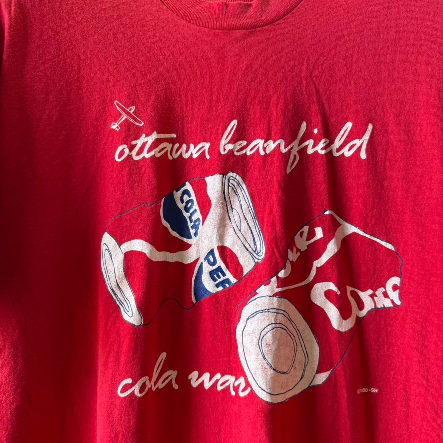 Vintage 90s Coca Cola Ottawa Beanfield Plane T-Shirt - X-Large