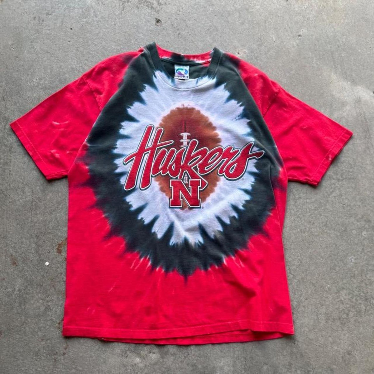 Vintage 90s Nebraska Huskers Liquid Blue Football T-Shirt - X-Large