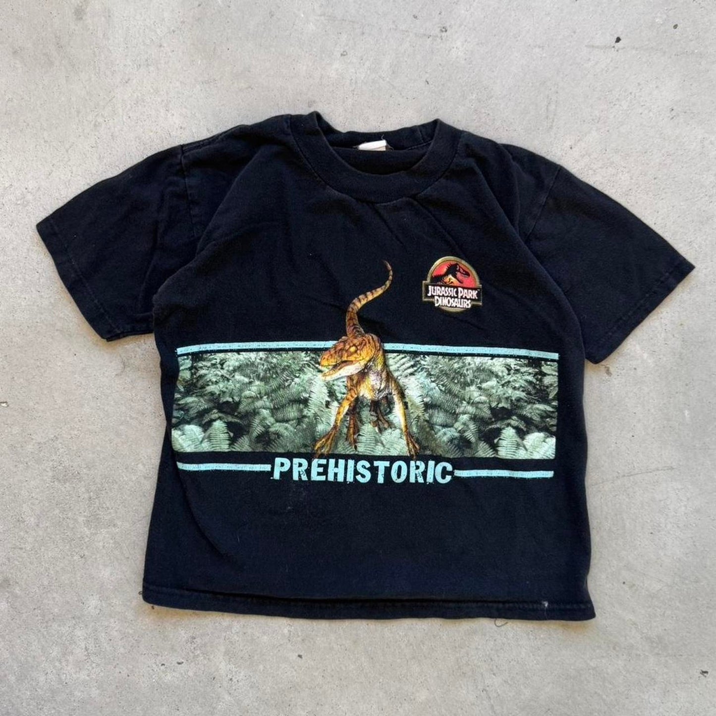 Vintage 90s Jurassic Park Velociraptor Dinosaur T-Shirt  - Kids Small