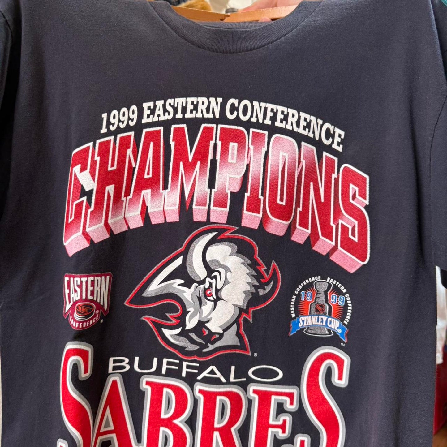 Vintage 90s Buffalo Sabres Champions NHL Hockey T-Shirt - Large