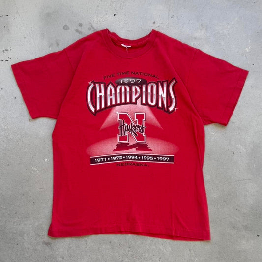 Vintage 1997 Nebraska Huskers Champions T-Shirt - Large