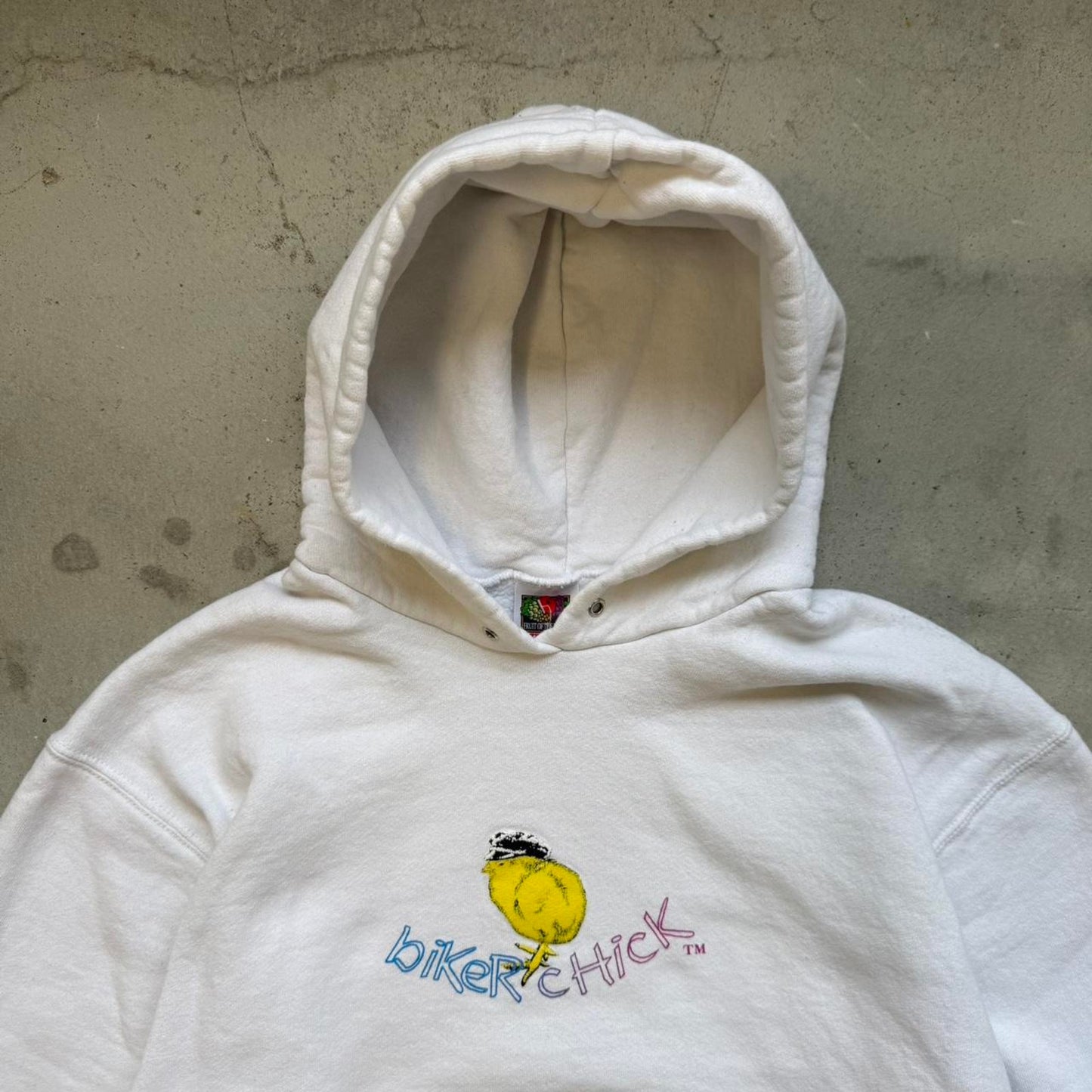 Vintage 90s Biker Chick Motorcycle Hoodie - Medium (W)