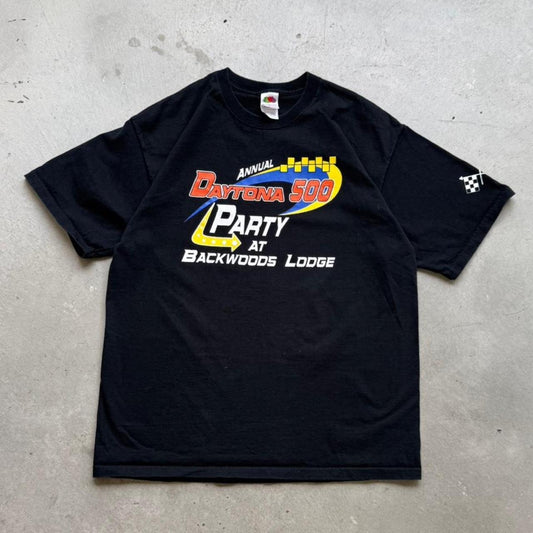 Vintage Daytona 500 Party at Backwoods Lounge NASCAR T-Shirt - X-Large