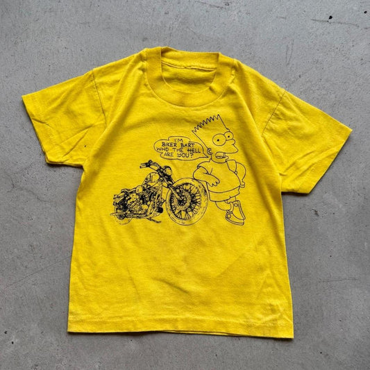 Vintage 90s Bart Simpson Motorcycle Biker T-Shirt - Kids 8-10