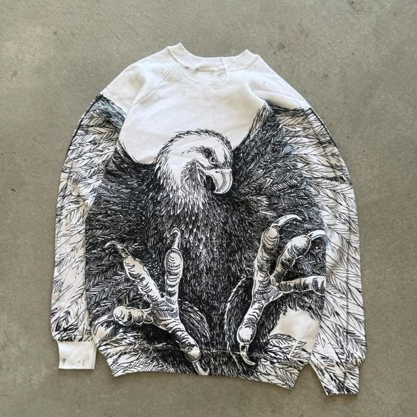Vintage 90s Eagle All Over Print Animal Crewneck - X-Large