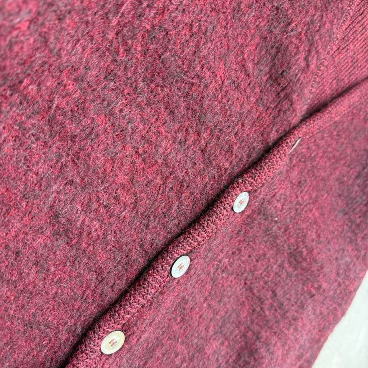 Vintage Towncraft Mohair Burgundy Black Blend Cardigan - Large