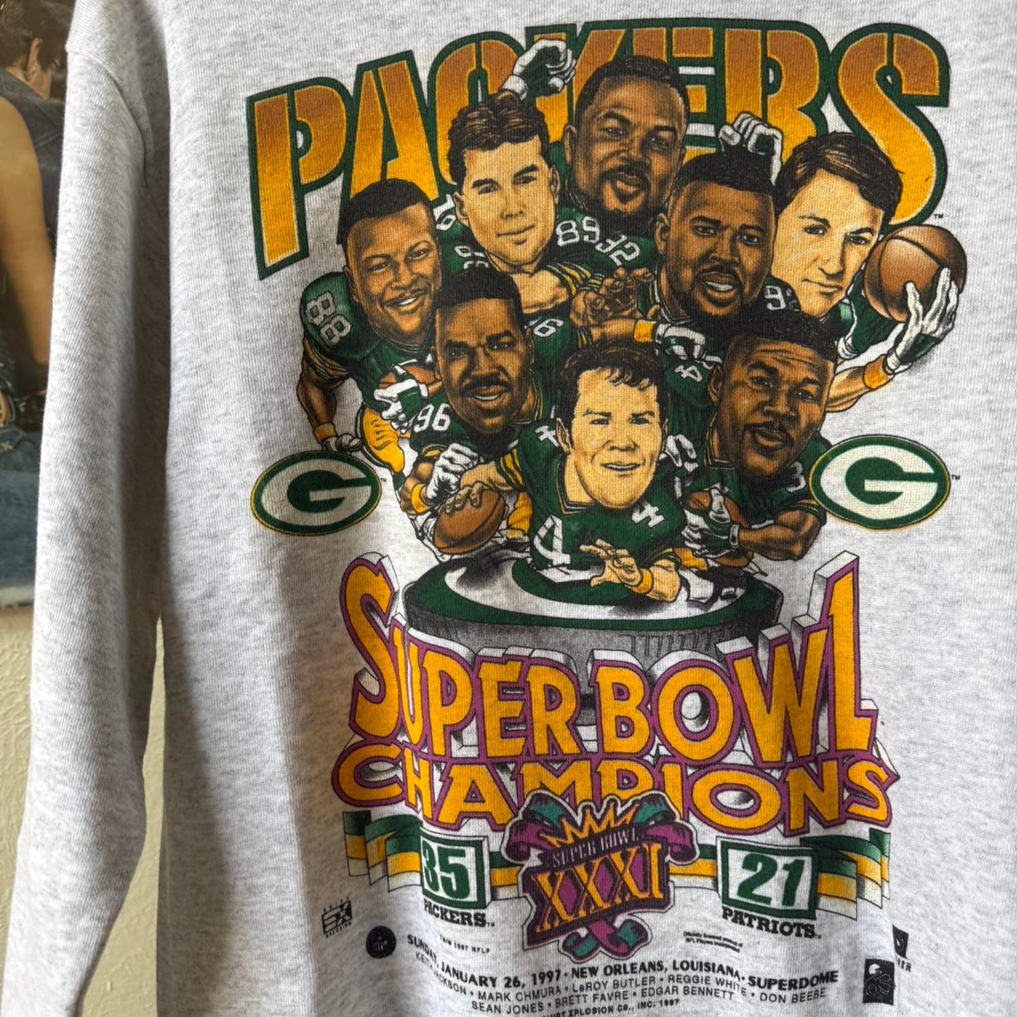 Vintage 90s Green Bay Packers Super Bowl Champions NFL Crewneck - Large