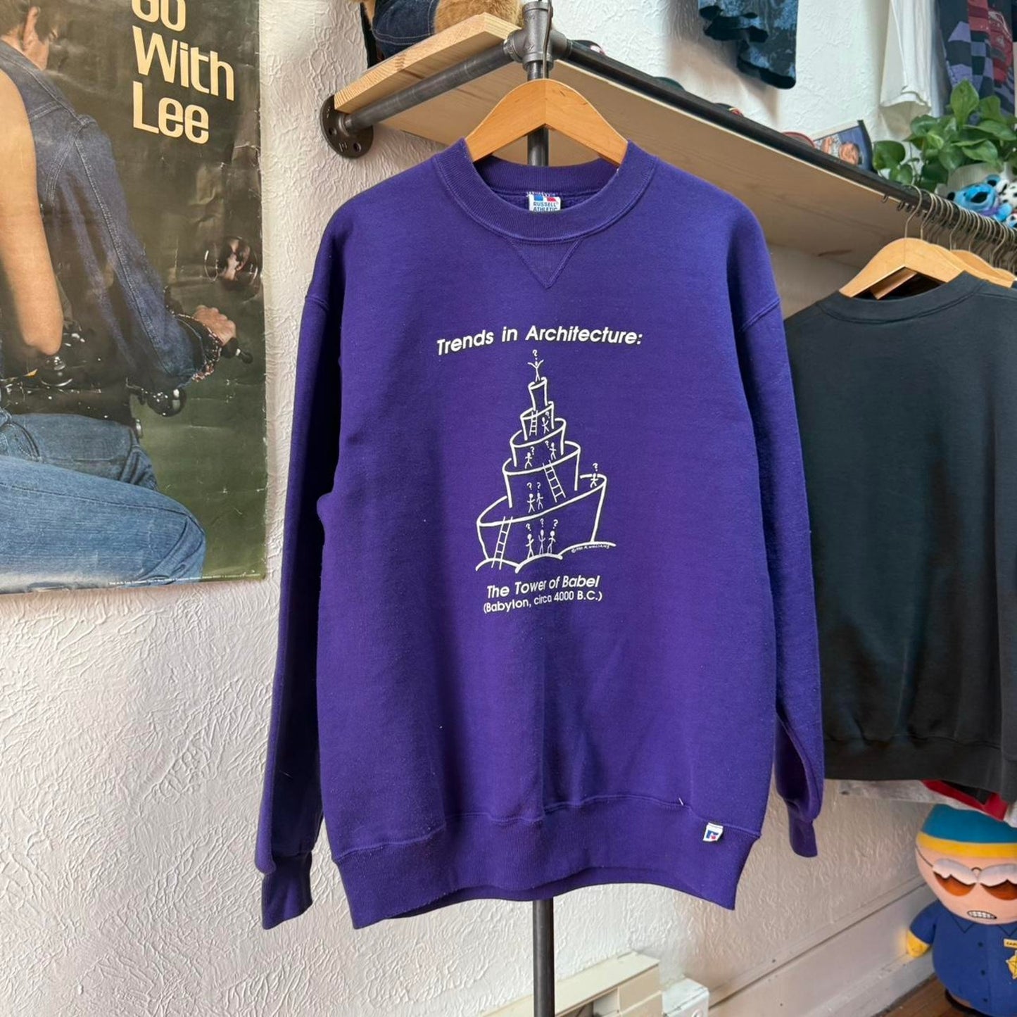 Vintage 90s Russell Athletic Architecture Tower of Babel Crewneck - X-Large