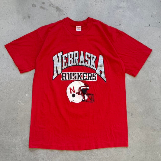 Vintage 80s Nebraska Huskers Champion Helmet T-Shirt - Large