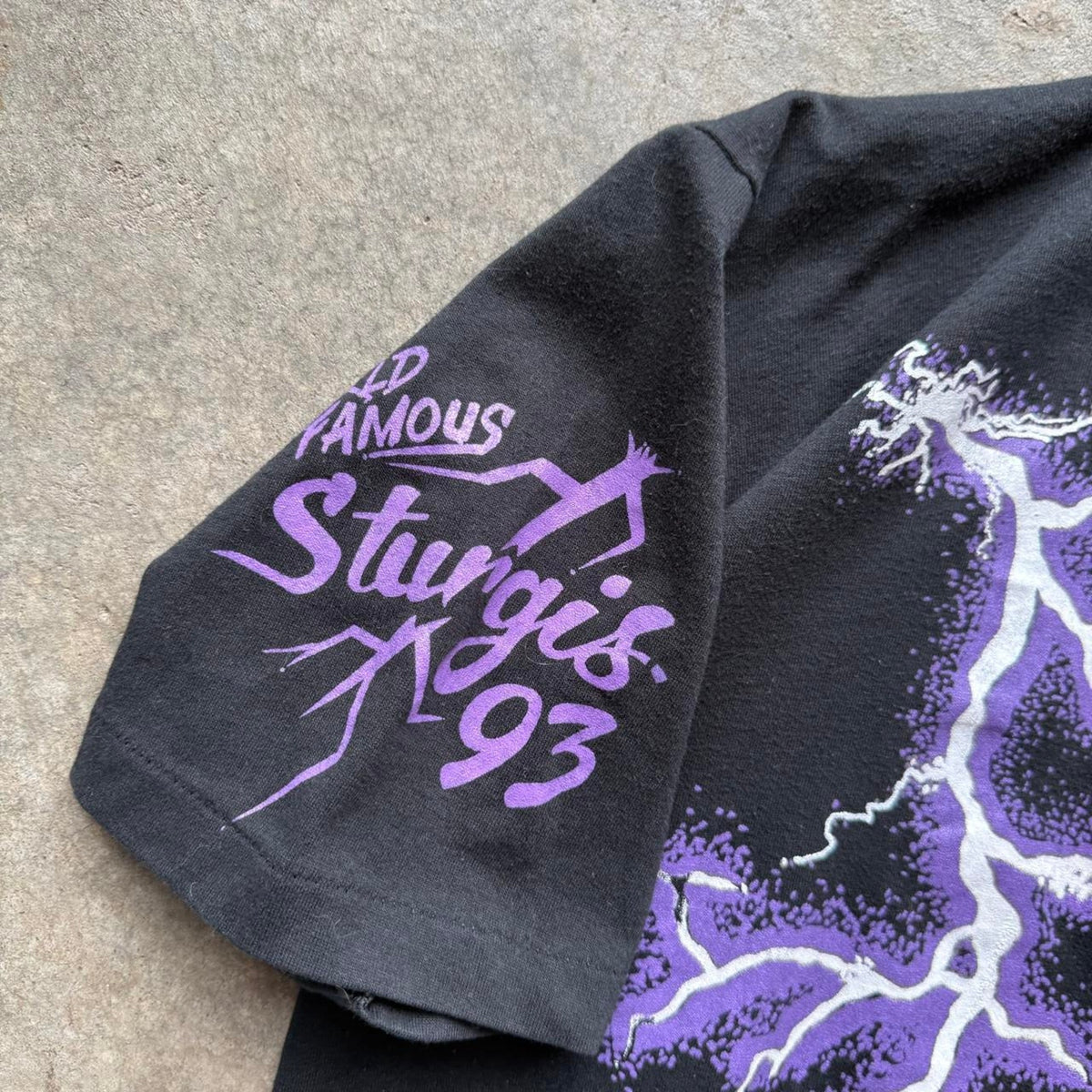 Vintage 1993 Sturgis Motorcycle Rally Lightning Biker T-Shirt - X-Large