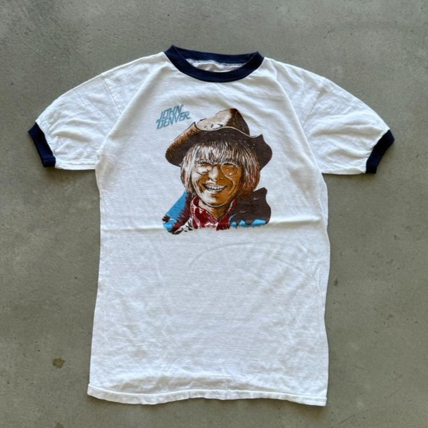 Vintage 80s John Denver Ringer Band T-Shirt - Large