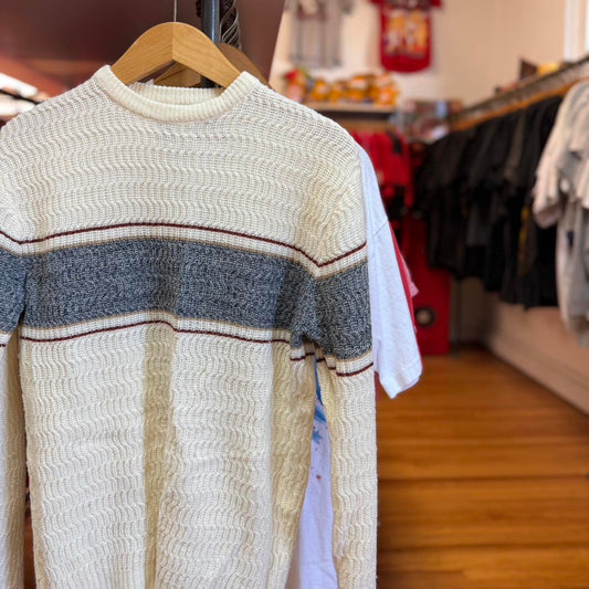 Vintage 90s Striped Knit Sweater - Medium (W)