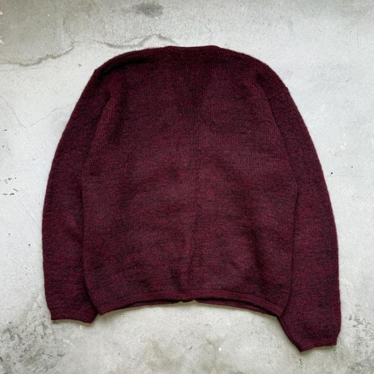 Vintage Towncraft Mohair Burgundy Black Blend Cardigan - Large