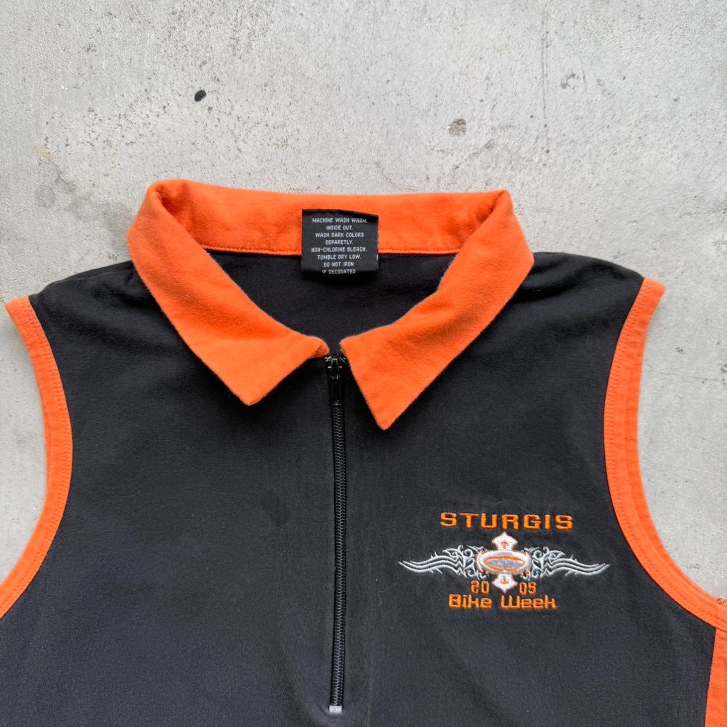 Vintage Y2K Sturgis Harley Style Quarter Zip Sleeveless T-Shirt - XX-Large (W)