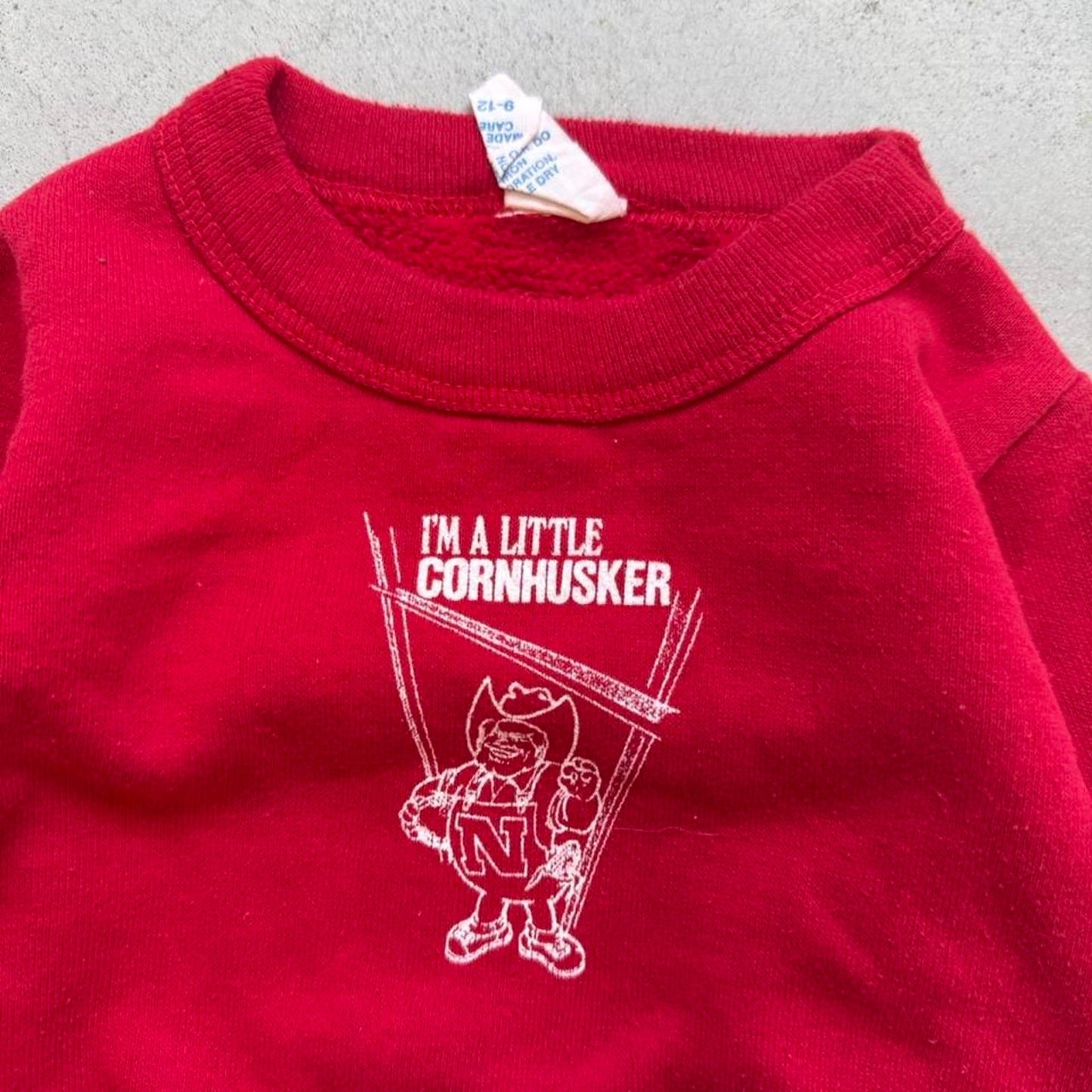 Vintage 90s Im A Little Husker Nebraska Crewneck - Kids 9-12 Months