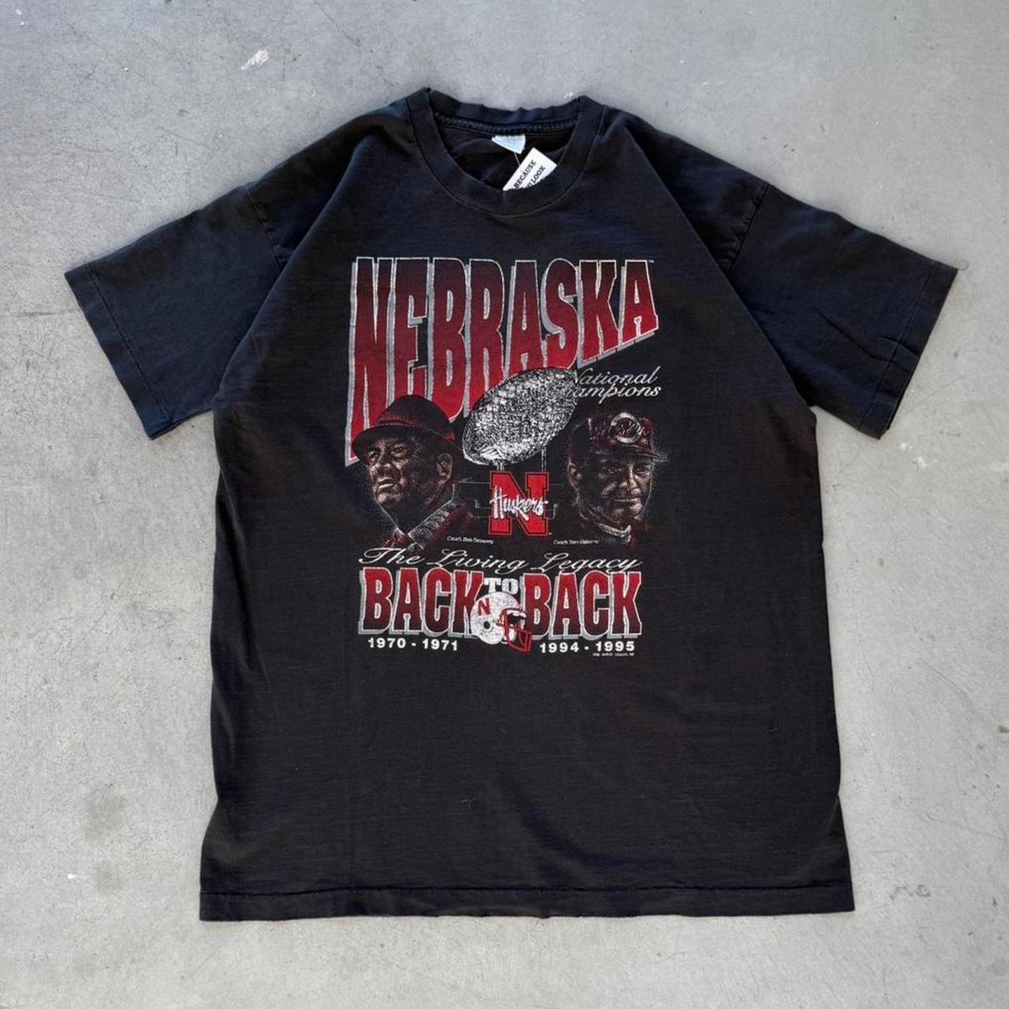 Vintage 90s Nebraska Huskers Back to Back National Champions Trophy T-Shirt - X-Large
