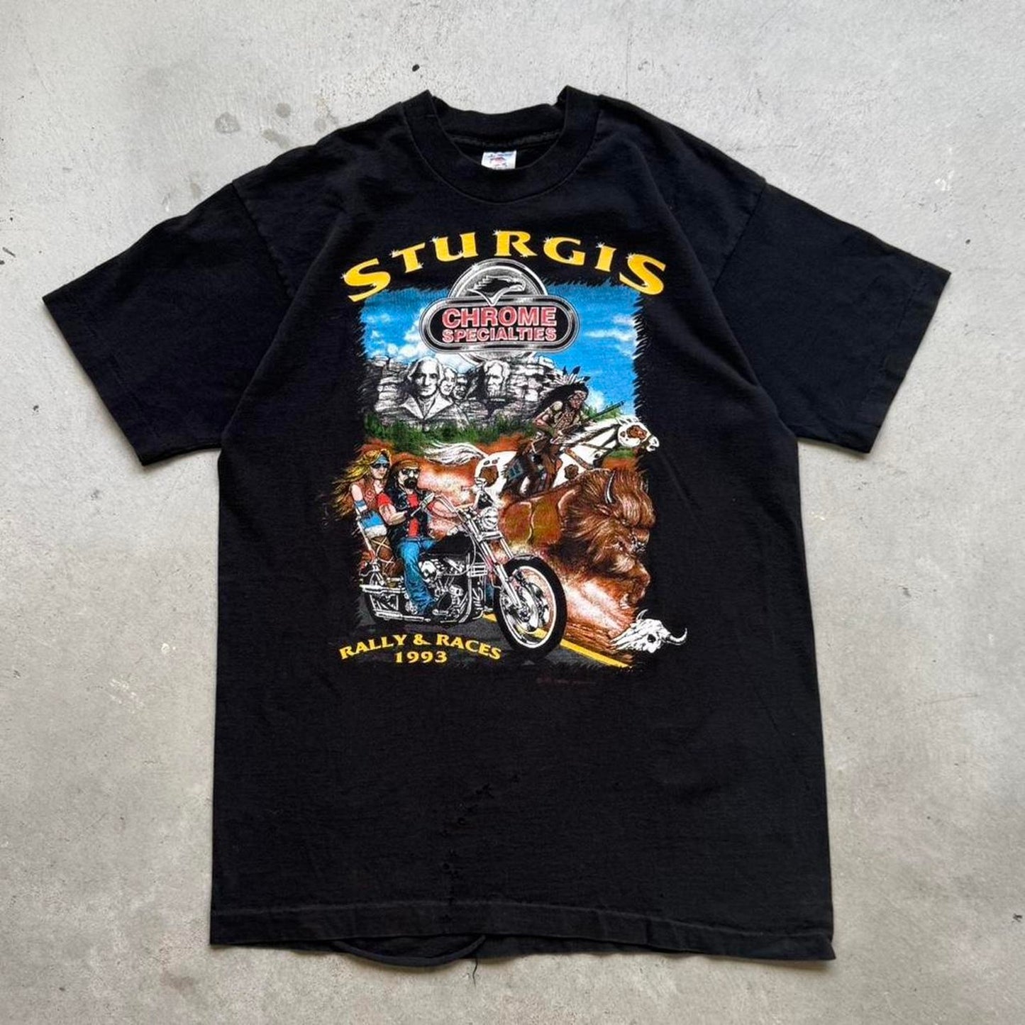 Vintage 1993 Sturgis Chrome Specialties Motorcycle Biker T-Shirt - Large