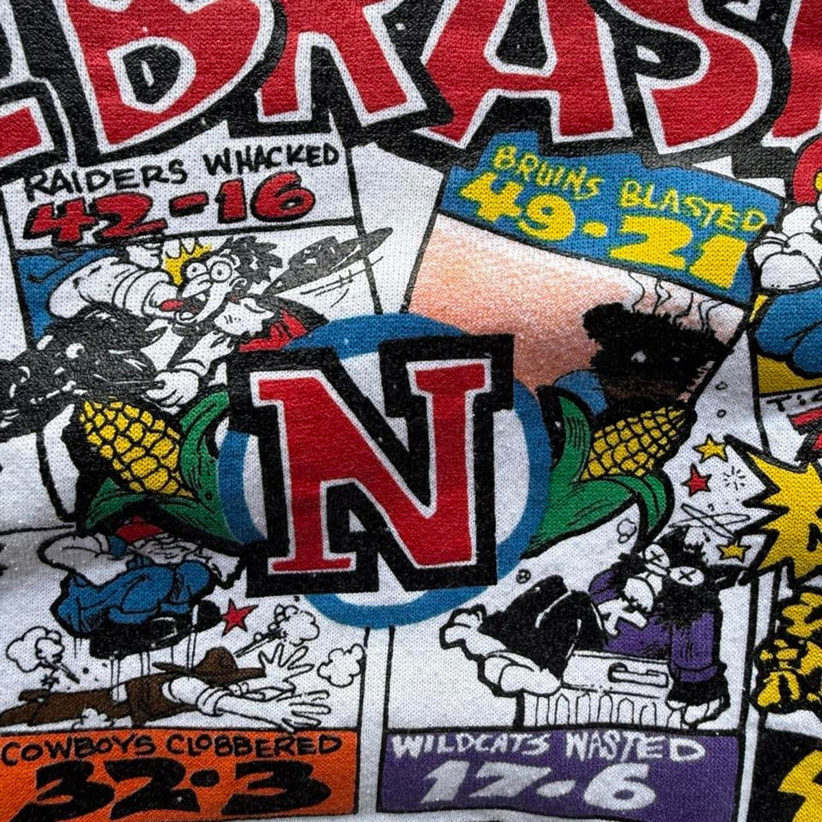 Vintage 90s Nebraska Huskers Comic Book Rare Crewneck - Large