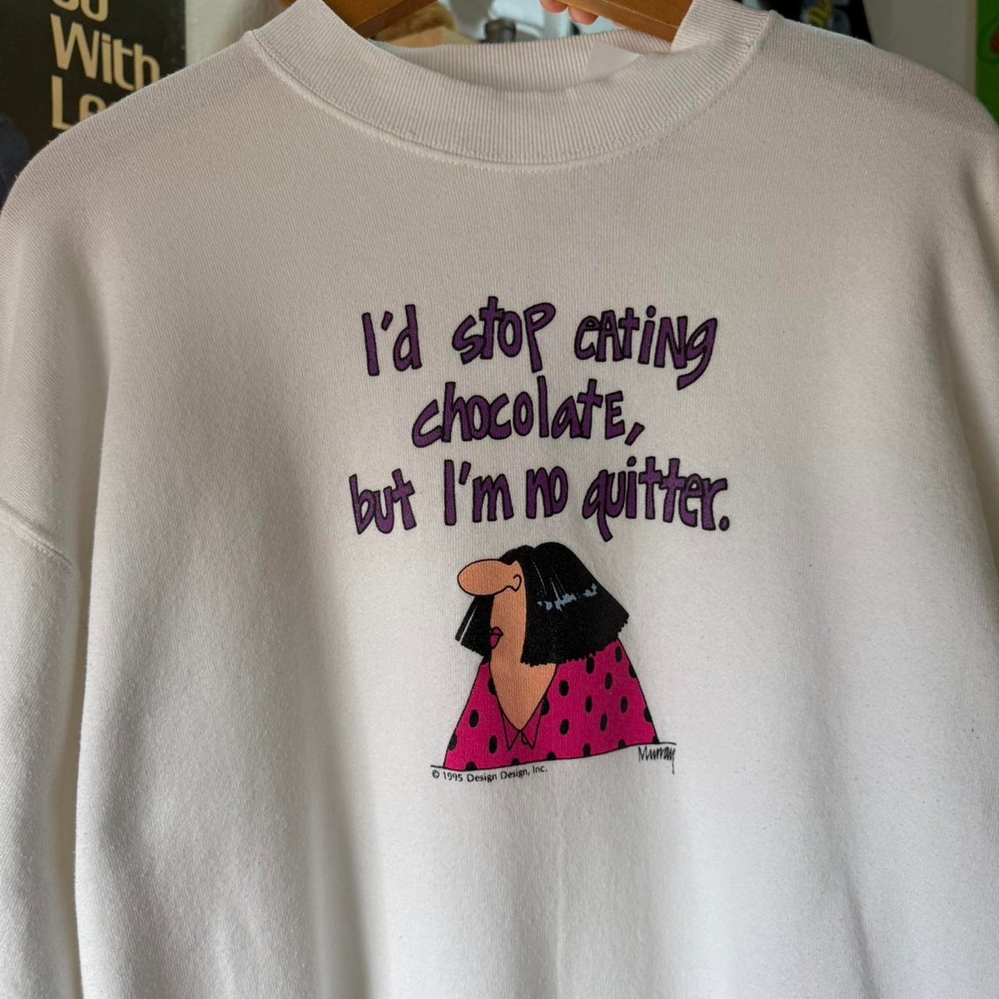 Vintage 90s I’m No Quitter Chocolate Cartoon Crewneck - X-Large