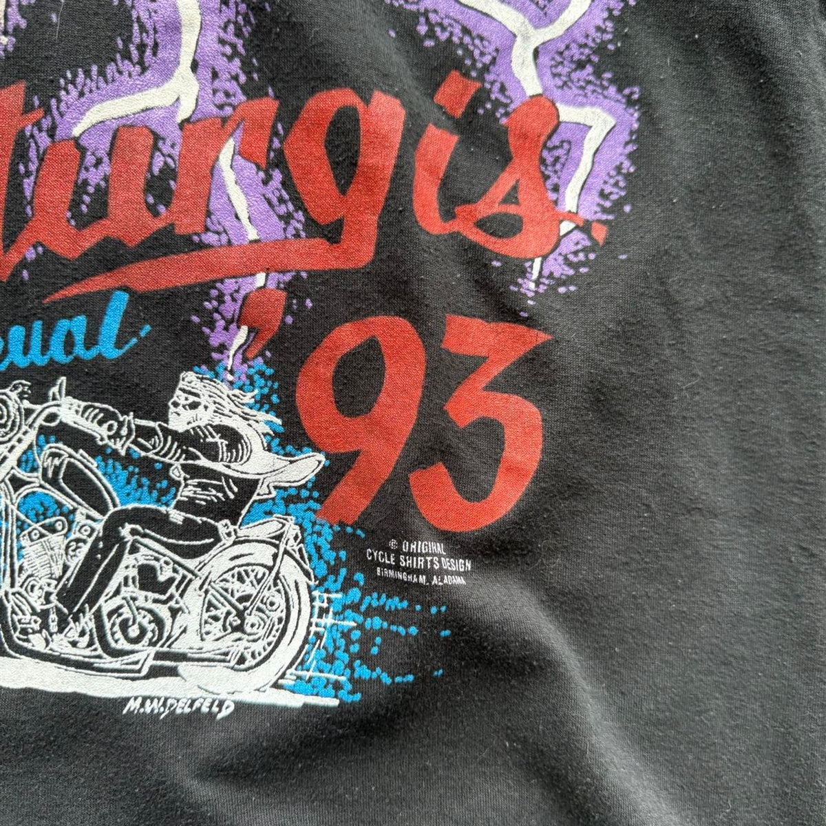 Vintage 1993 Sturgis Motorcycle Rally Lightning Biker T-Shirt - X-Large