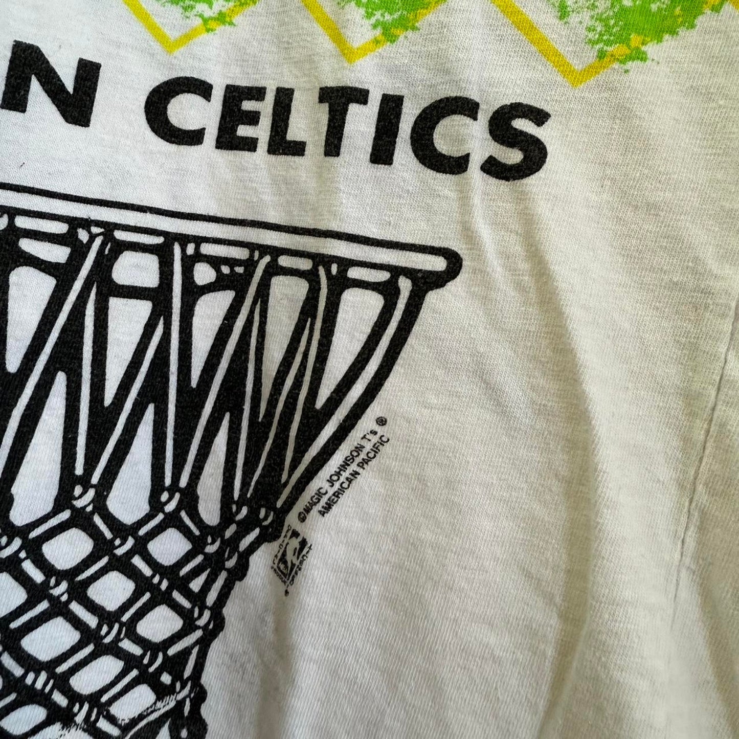 Vintage 90s Boston Celtics NBA Basketball AOP Magic Johnson T-Shirt