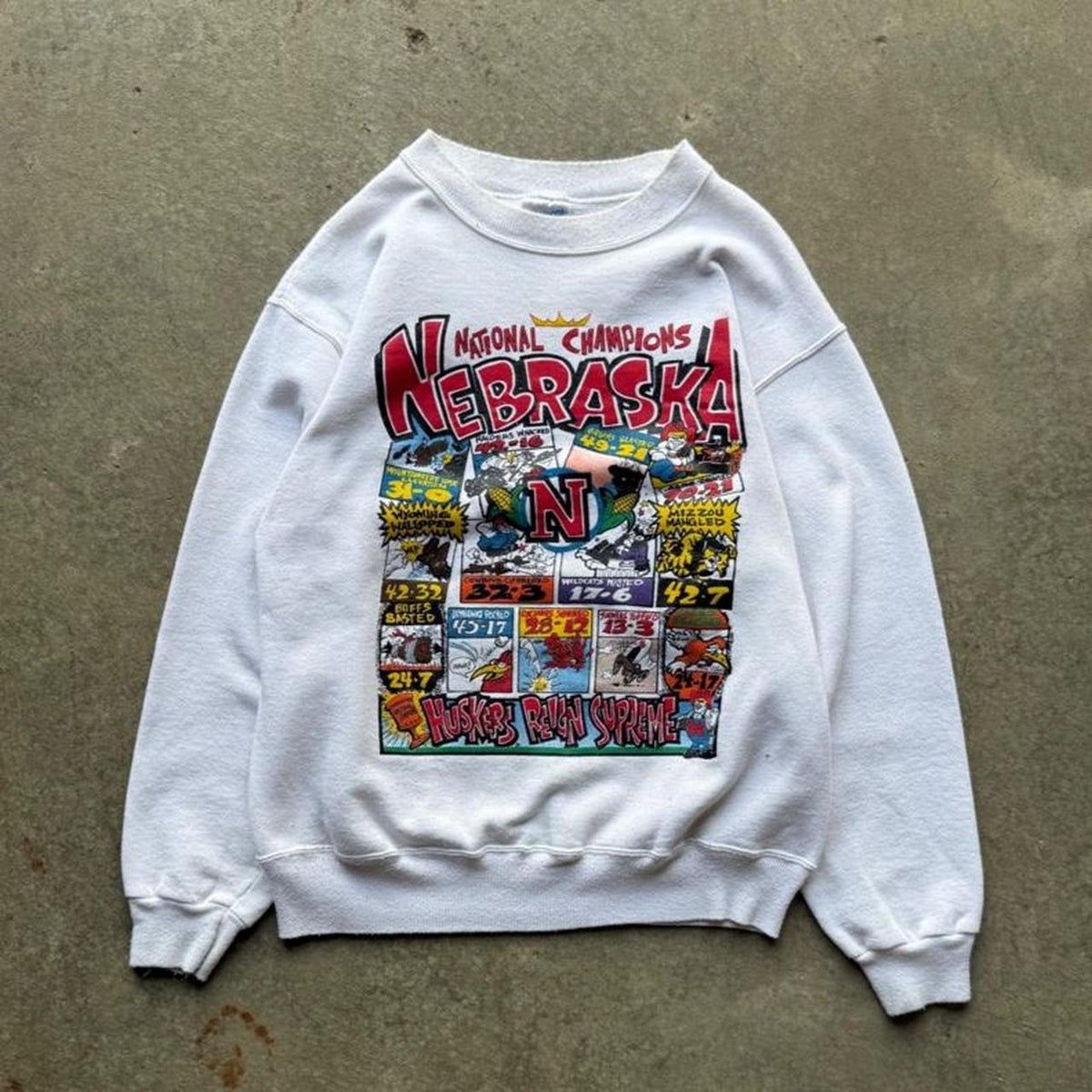 Vintage 90s Nebraska Huskers Comic Book Rare Crewneck - Large