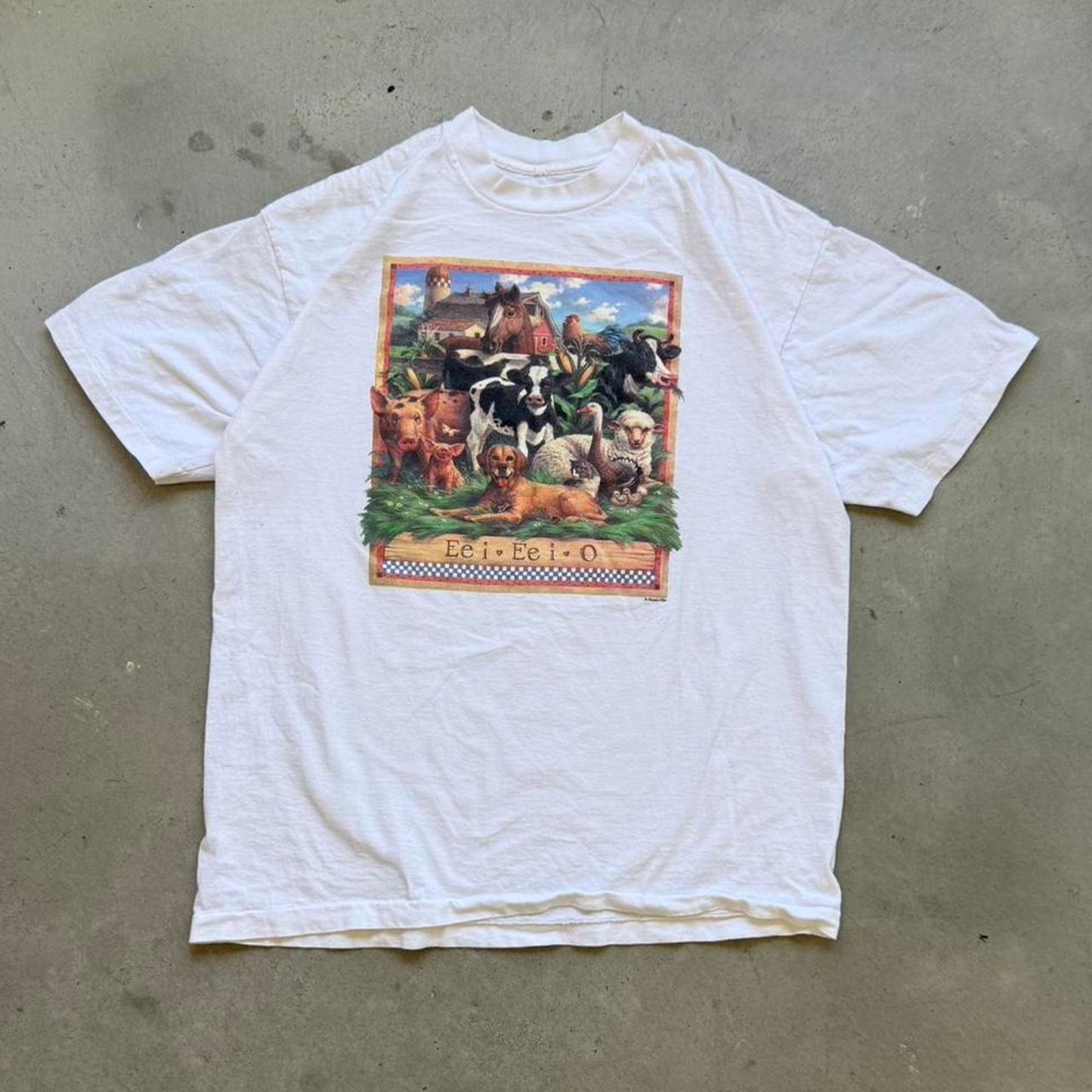 Vintage 90s Farm Animal Ee-I-ee-I-o T-Shirt - X-Large