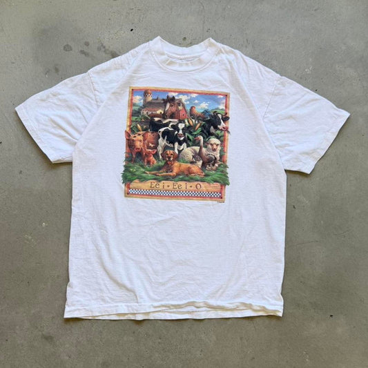 Vintage 90s Farm Animal Ee-I-ee-I-o T-Shirt - X-Large