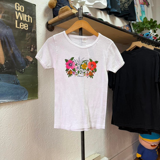 Vintage 80s Hawaii Flower Floral T-Shirt - Large (W)