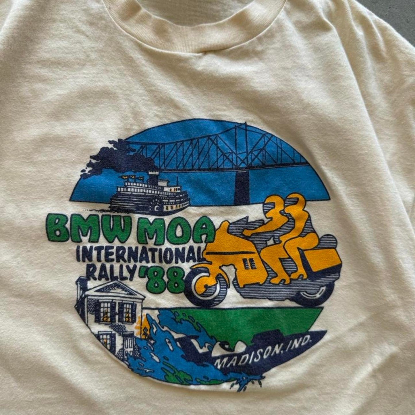Vintage 1988 BMW MOA International Rally Biker T-Shirt - X-Large
