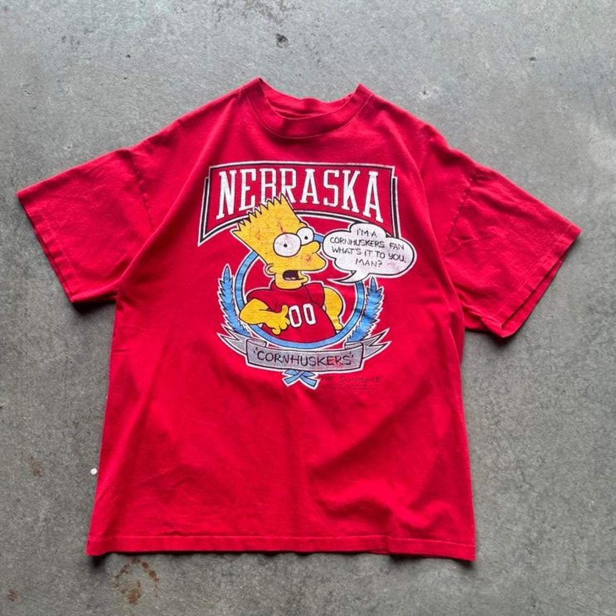 Vintage 90s Nebraska Huskers Bart Simpson T-Shirt - Large