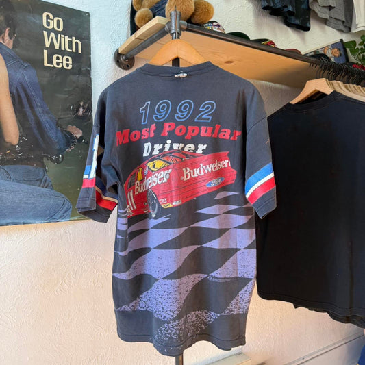 Vintage 90s NASCAR Bill Elliot Budweiser AOP Racing T-Shirt - Large