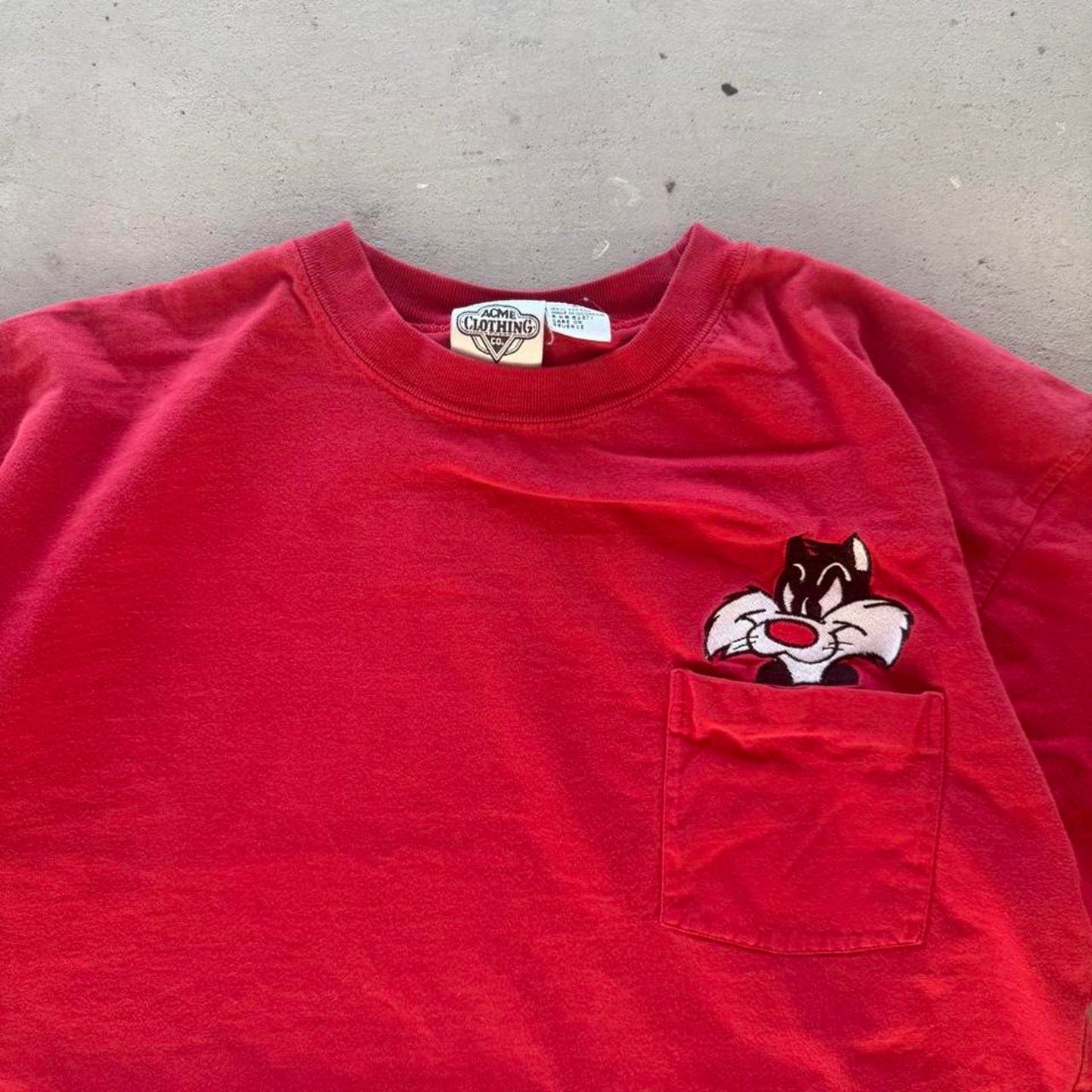 Vintage 90s Looney Tunes Sylvester Pocket T-Shirt - Large