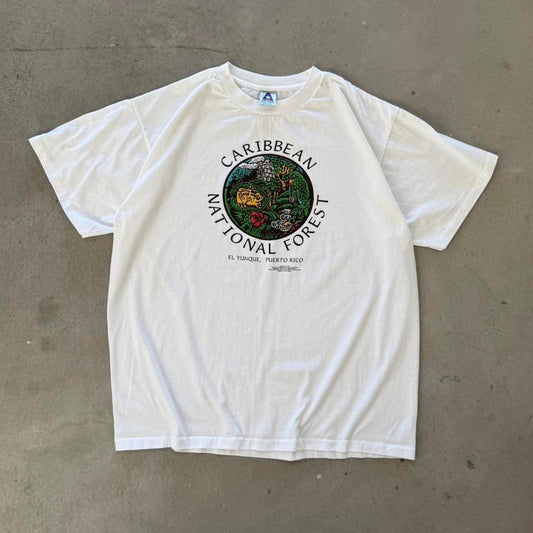 Vintage 90s Caribbean National Forest Frog Nature Animal T-Shirt - X-Large
