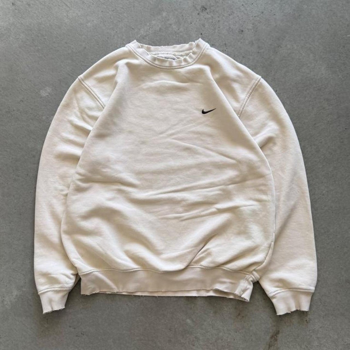 Vintage 90s Nike Earth Tone Cream Side Swoosh Crewneck - Medium