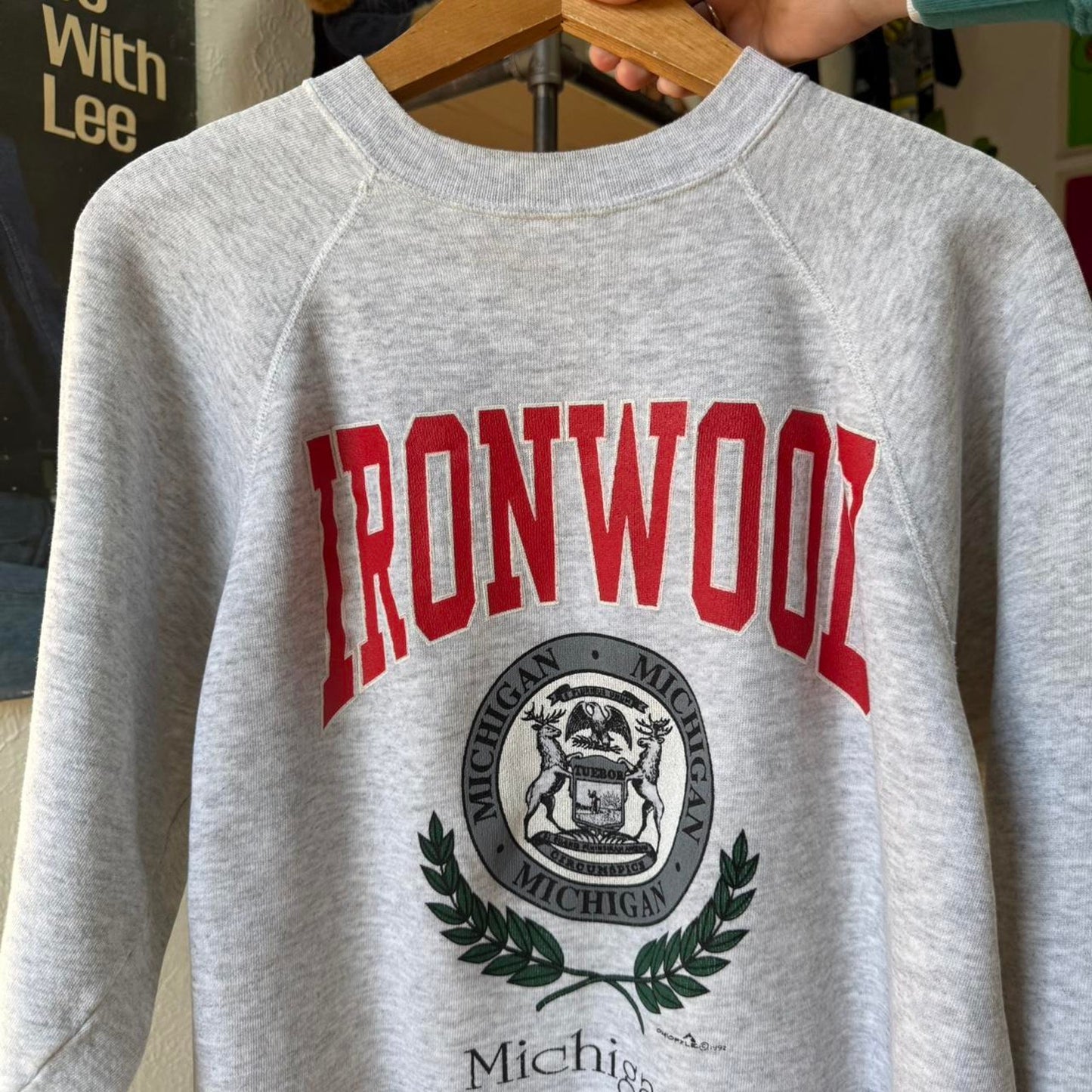 Vintage 80s Ironwood Michigan University Crest Crewneck - X-Large