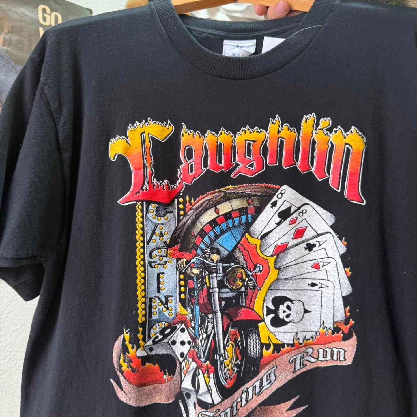 Vintage 90s Laughlin Spring Run Biker Motorcycle T-Shirt - Large