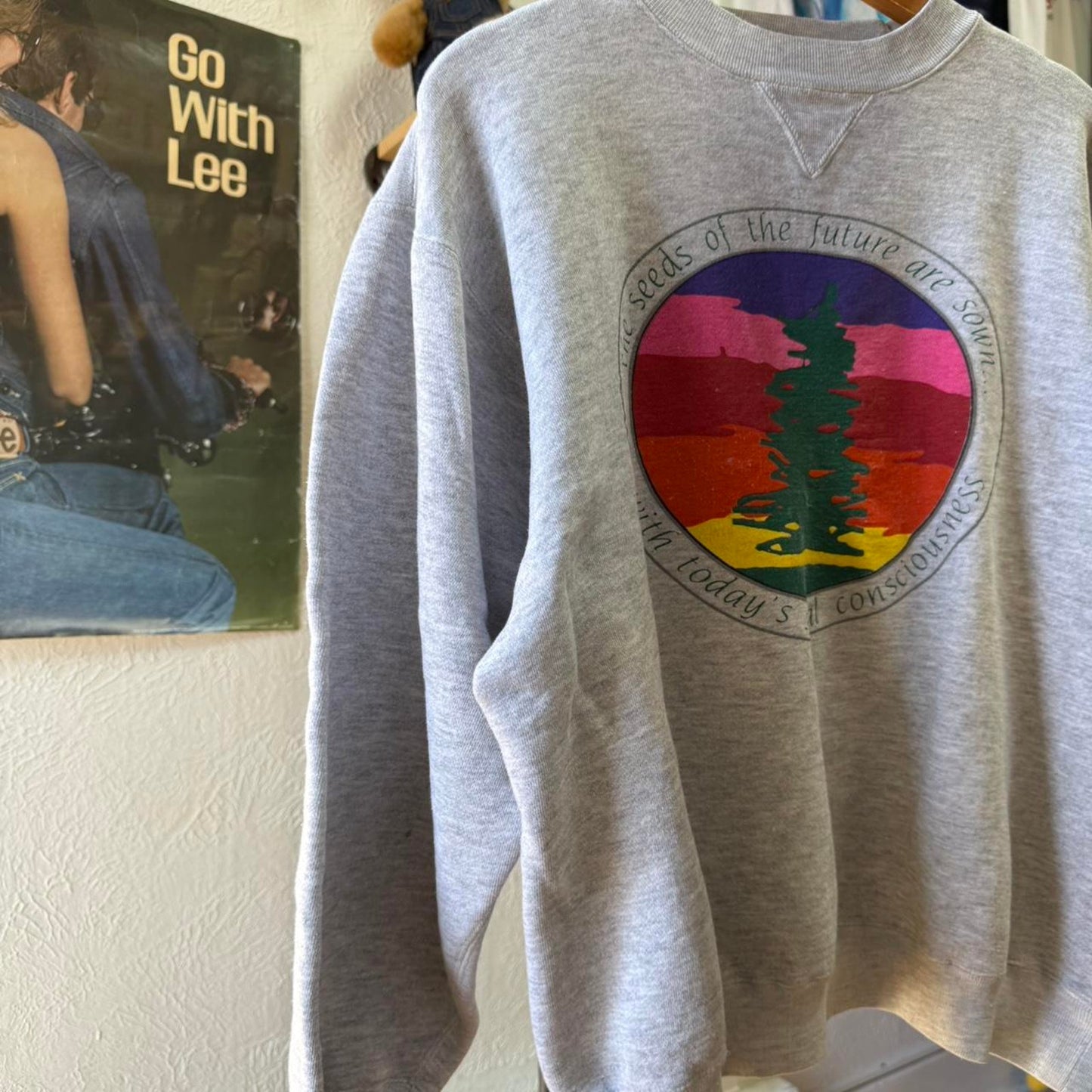 Vintage 90s Seeds of the Future Are Sown Tree Nature Crewneck - Large