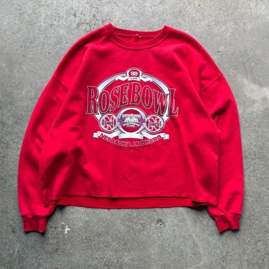 Vintage 2002 Nebraska Huskers Rose Bowl Cropped Crewneck - X-Large