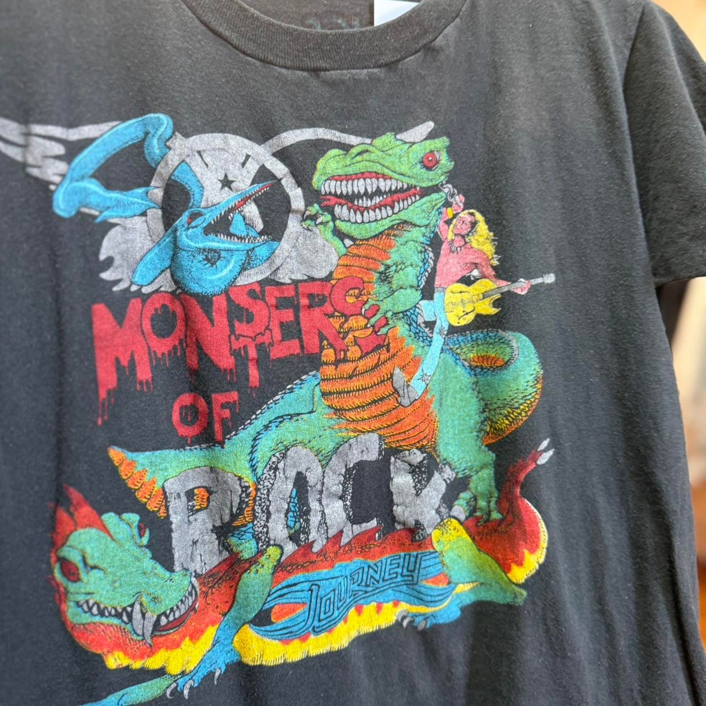 Vintage Monsters of Rock AC/DC Journey Dragon Band Metal T-Shirt - Medium