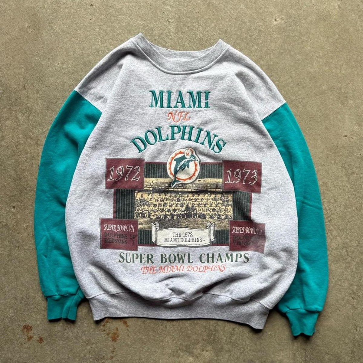 Vintage 90s Miami Dolphins Super Bowl Champs NFL Crewneck - X-Large