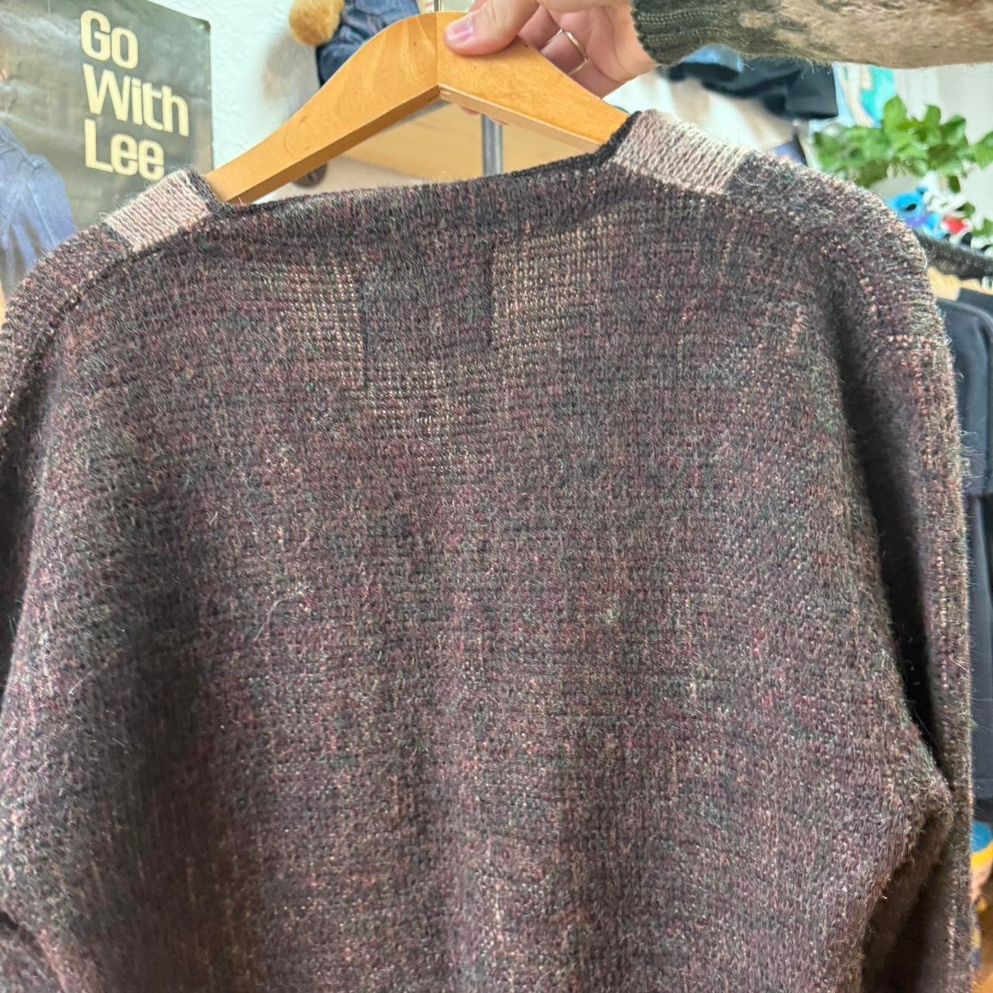 Vintage 1960s Mohair Manhattan Patterned Cardigan - Medium